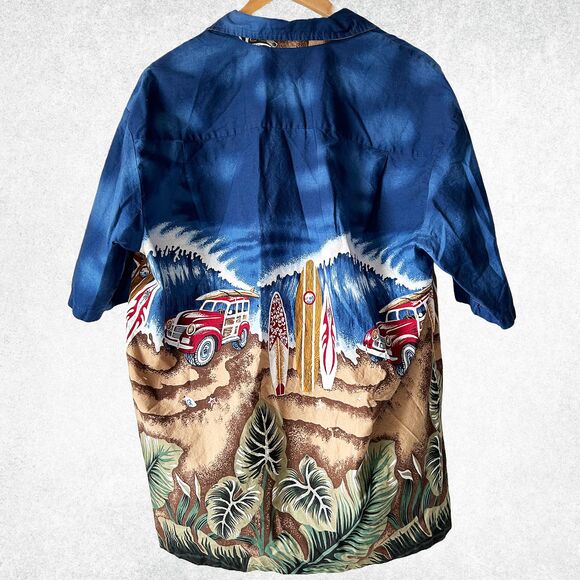 Winnie Fashion Hawaiian Shirt Surfboards Woody Cars Coconut Buttons-Mens Size XL - Picture 3 of 6